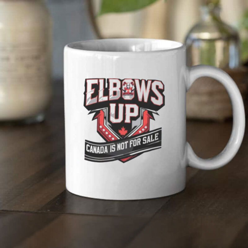 Elbows Up Canada Mug, Canadian Hockey Culture Mug