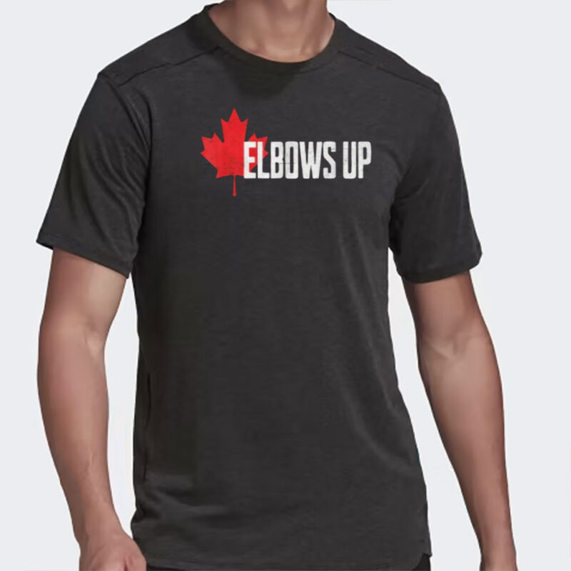 Elbows Up Canada Strong and Free Proud Canadian Say No To Tariffs Maple Leaf Shirt