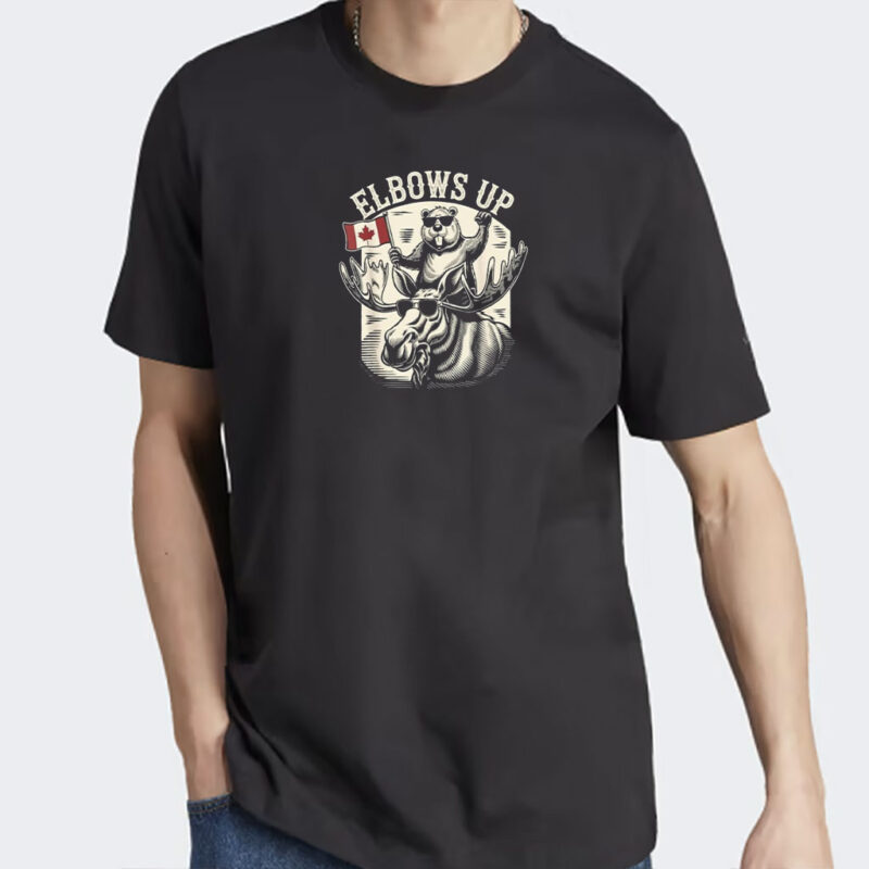 Elbows Up Funny Canada Beaver and Moose T-Shirt