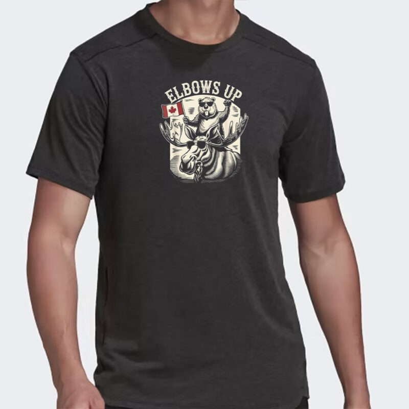 Elbows Up Funny Canada Beaver and Moose T-Shirt