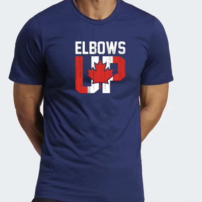 Elbows Up with a maple leaf and flag shirts