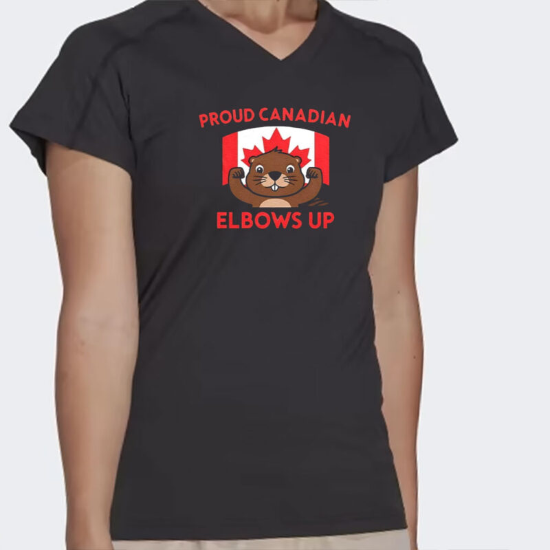 Elbows up proud Canadian beaver and Canada flag T-Shirt