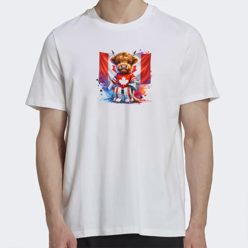 Highland Cow Shirt, Cute Hockey Player, Canada Flag Shirt