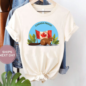 beaver behind canada flag – canada proud oversized T-Shirt